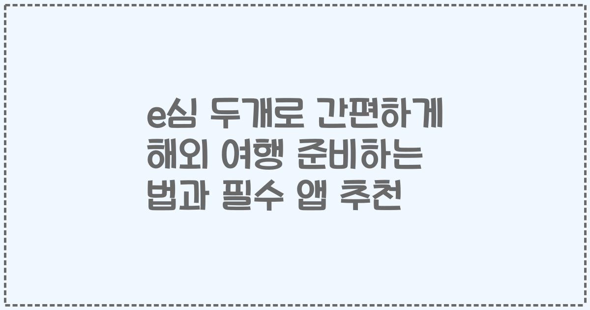e심 두개로 간편하게 해외 여행 준비하는 법과 필수 앱 추천