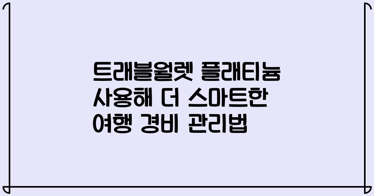 트래블월렛 플래티늄 사용해 더 스마트한 여행 경비 관리법